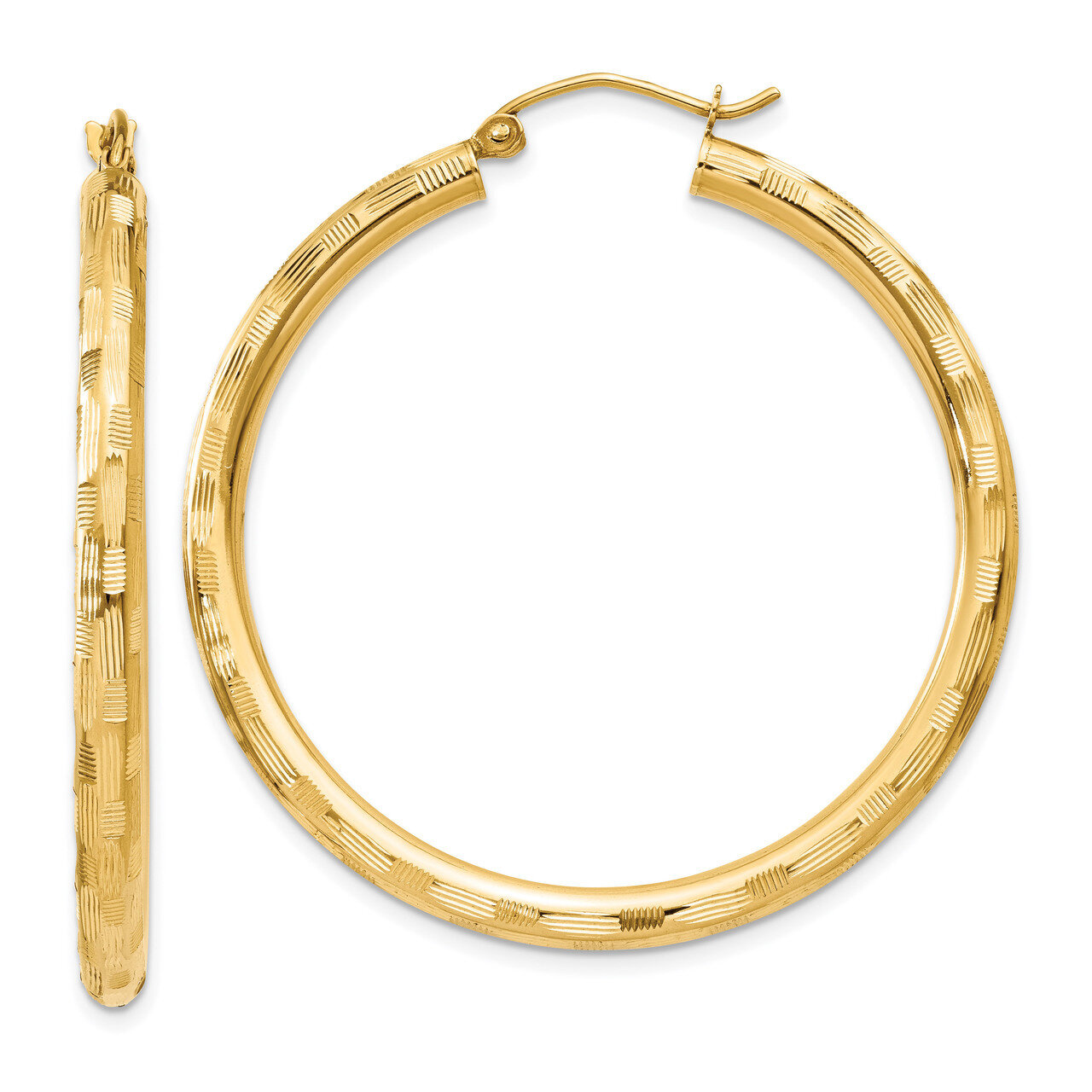 Hoop Earrings 14k Gold Textured TF558
