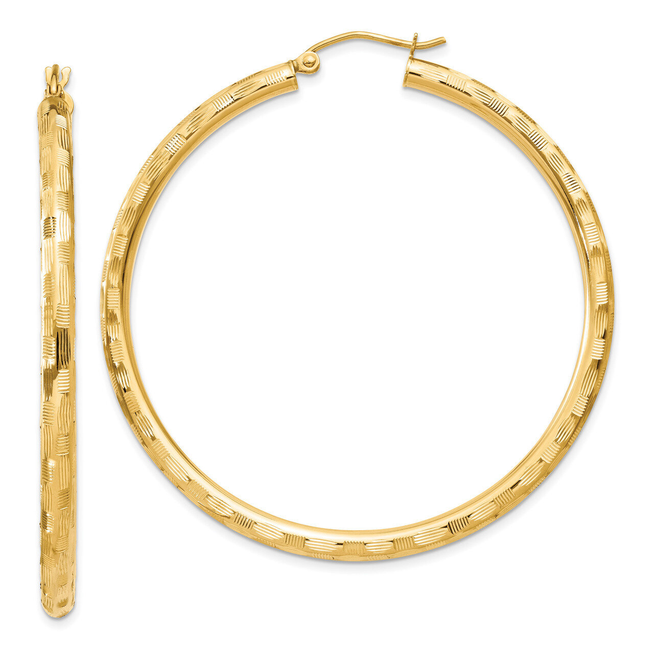 Hoop Earrings 14k Gold Textured TF560