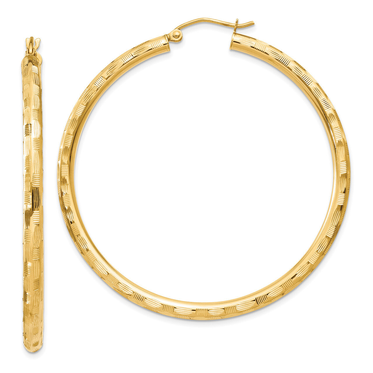 Hoop Earrings 14k Gold Textured TF560, MPN: TF560, 886774731902