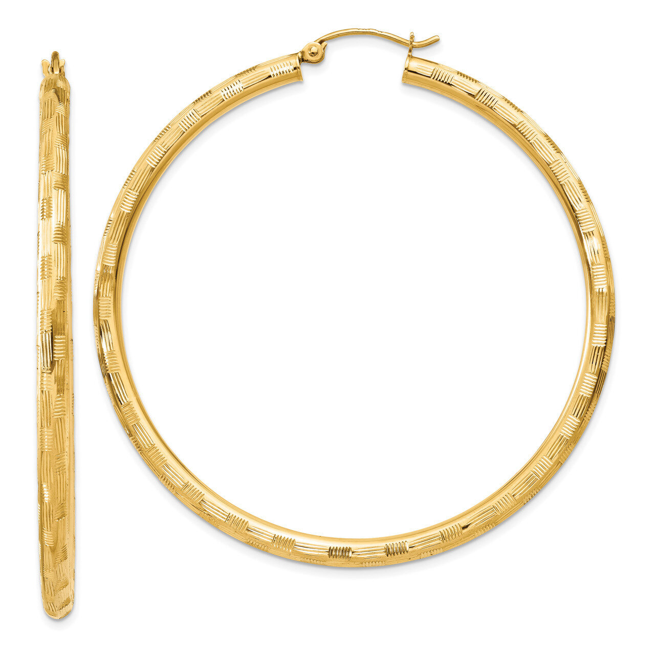 Hoop Earrings 14k Gold Textured TF561, MPN: TF561, 886774732008