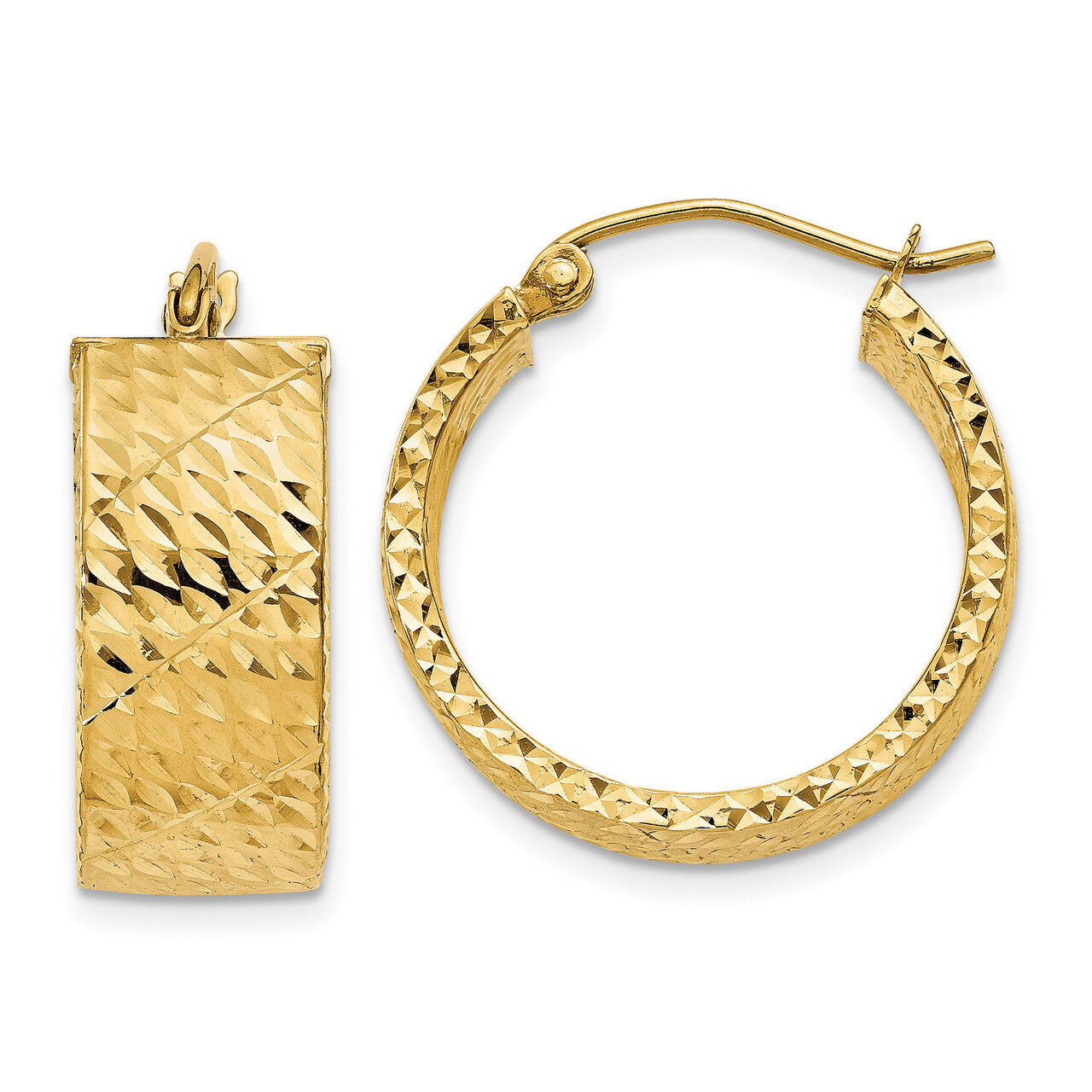 Diamond Cut Hoop Earrings 14k Gold TF579