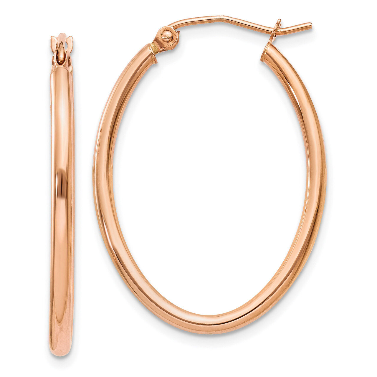 Oval Hoop Earrings 14k Rose Gold TF594