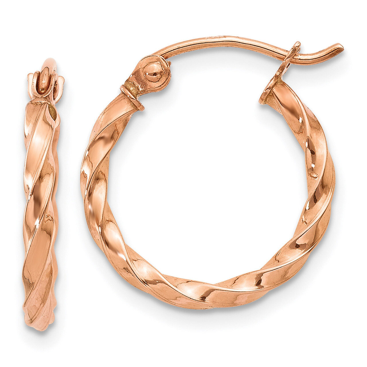 Twisted Hoop Earrings 14k Rose Gold TF605