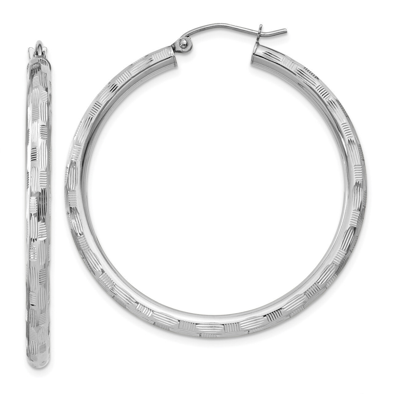 Textured Hoop Earrings 14k white Gold TF629, MPN: TF629, 886774731612