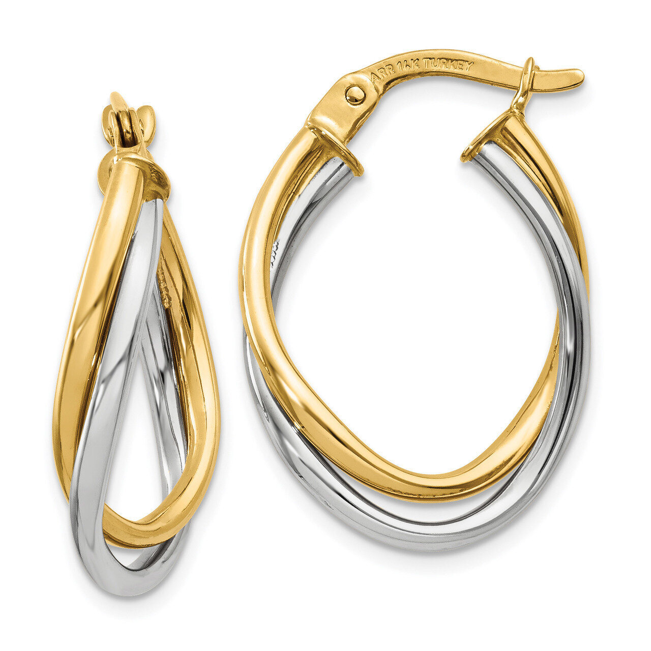 Polished Oval Hoop Earrings 14k Two-Tone Gold TF656