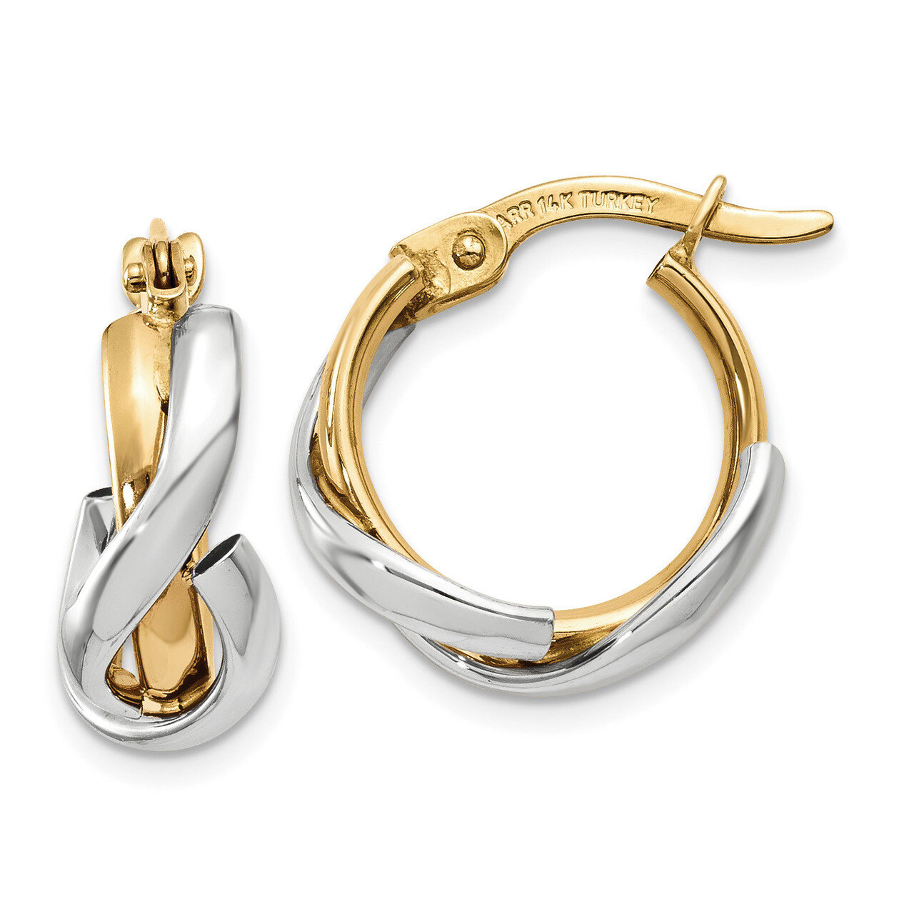 Polished Fancy Hoop Earrings 14k Two-Tone Gold TF661