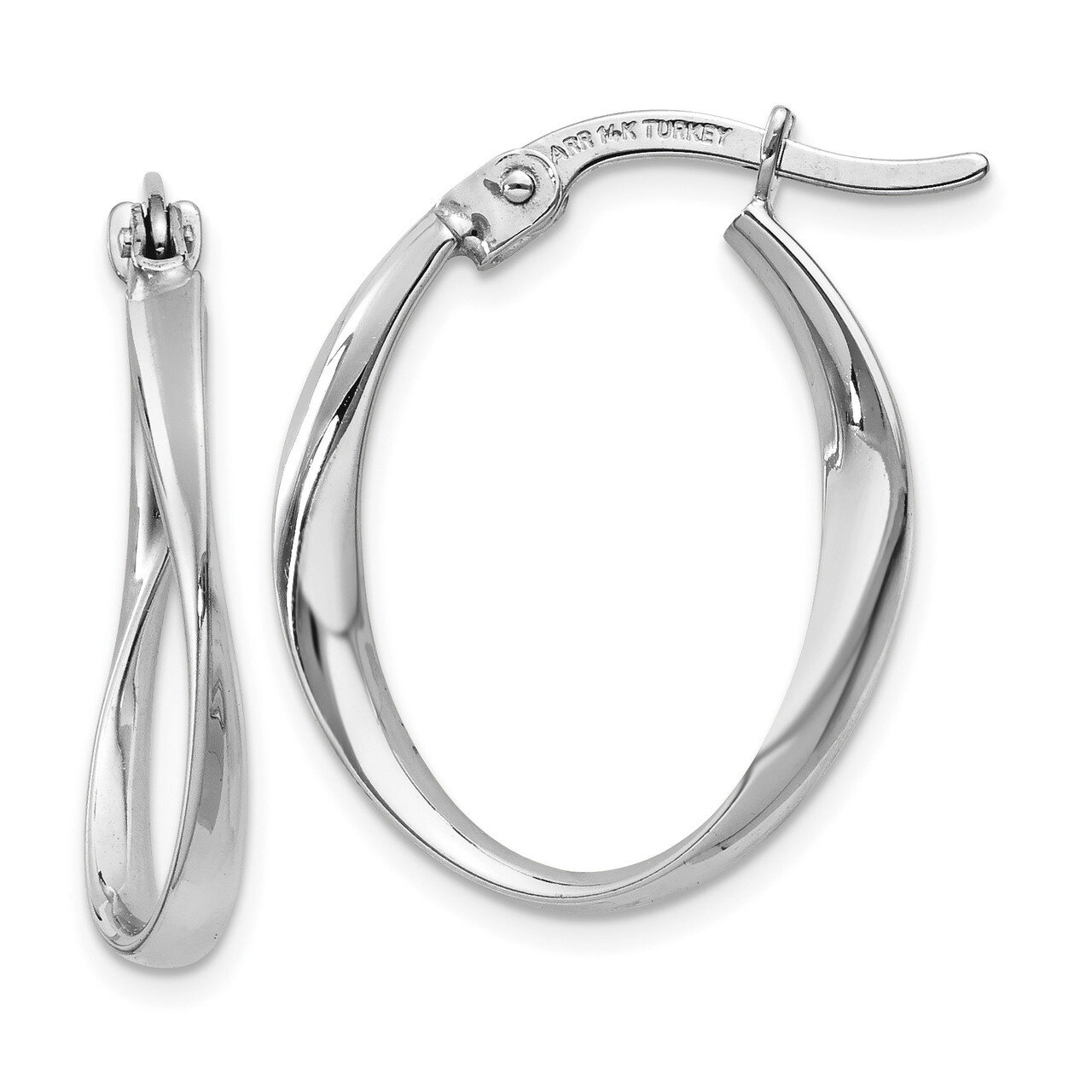 Polished Oval Hoop Earrings 14k white Gold TF670, MPN: TF670, 886774368627