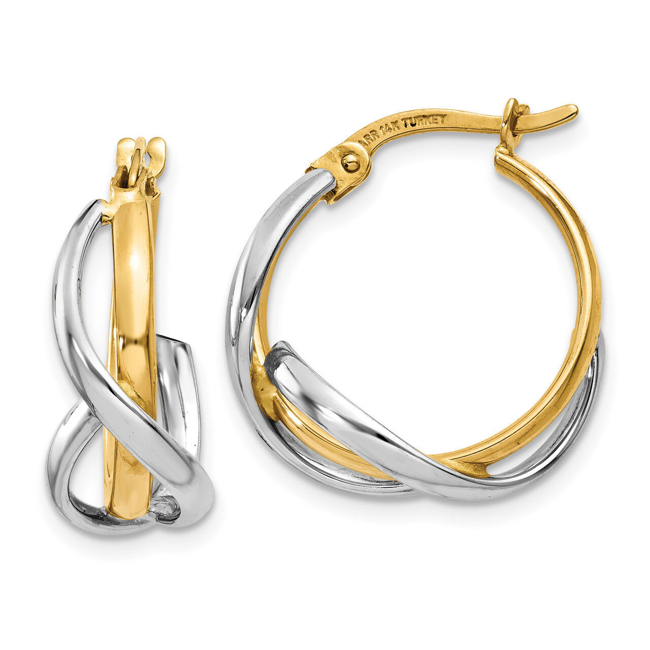 Polished Twisted Hoop Earrings 14k Two-Tone Gold TF677