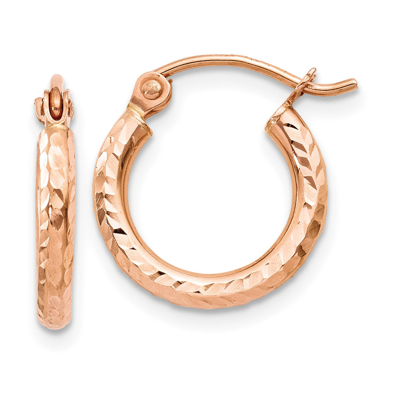 Light Weight Diamond -cut Hoop Earrings 14k Rose Gold TF680, MPN: TF680, 886774562391