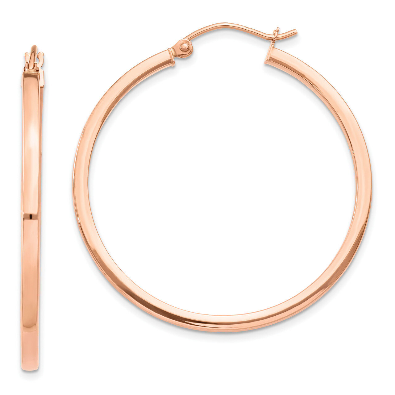 Light Weight Square Tube Hoop Earrings 14k Rose Gold TF734, MPN: TF734, 191101361197