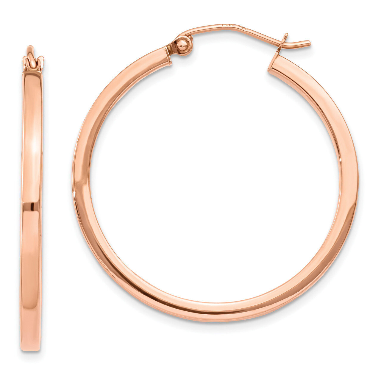 Light Weight Square Tube Hoop Earrings 14k Rose Gold TF735, MPN: TF735, 191101457678