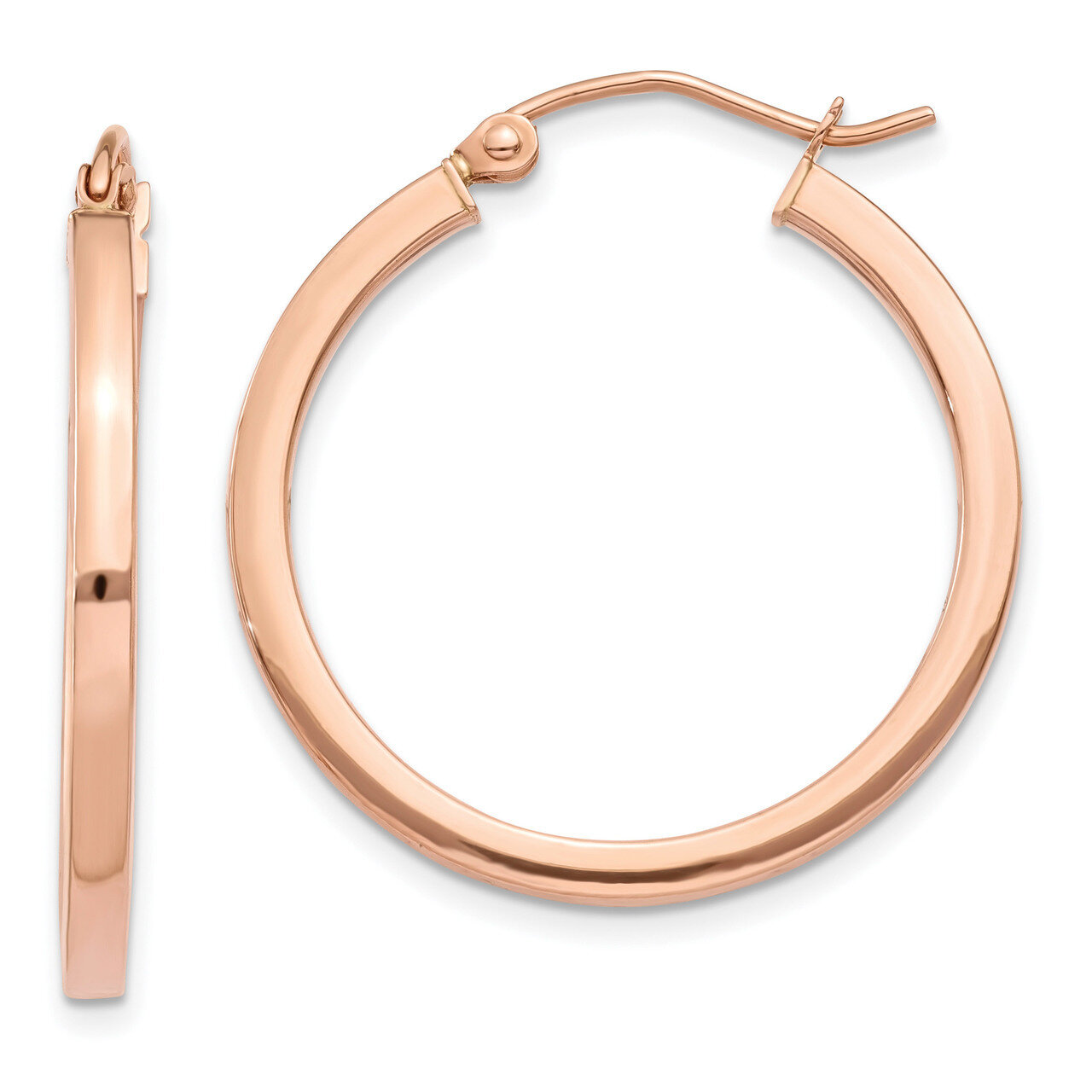 Light Weight Square Tube Hoop Earrings 14k Rose Gold TF736, MPN: TF736, 191101365645