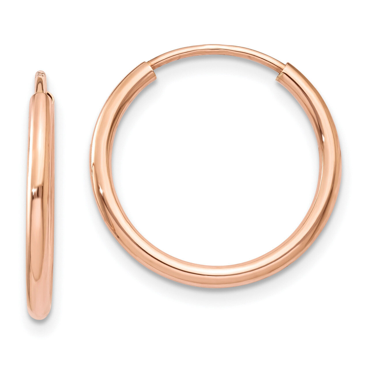 Polished Endless Tube Hoop Earrings 14k Rose Gold TF782
