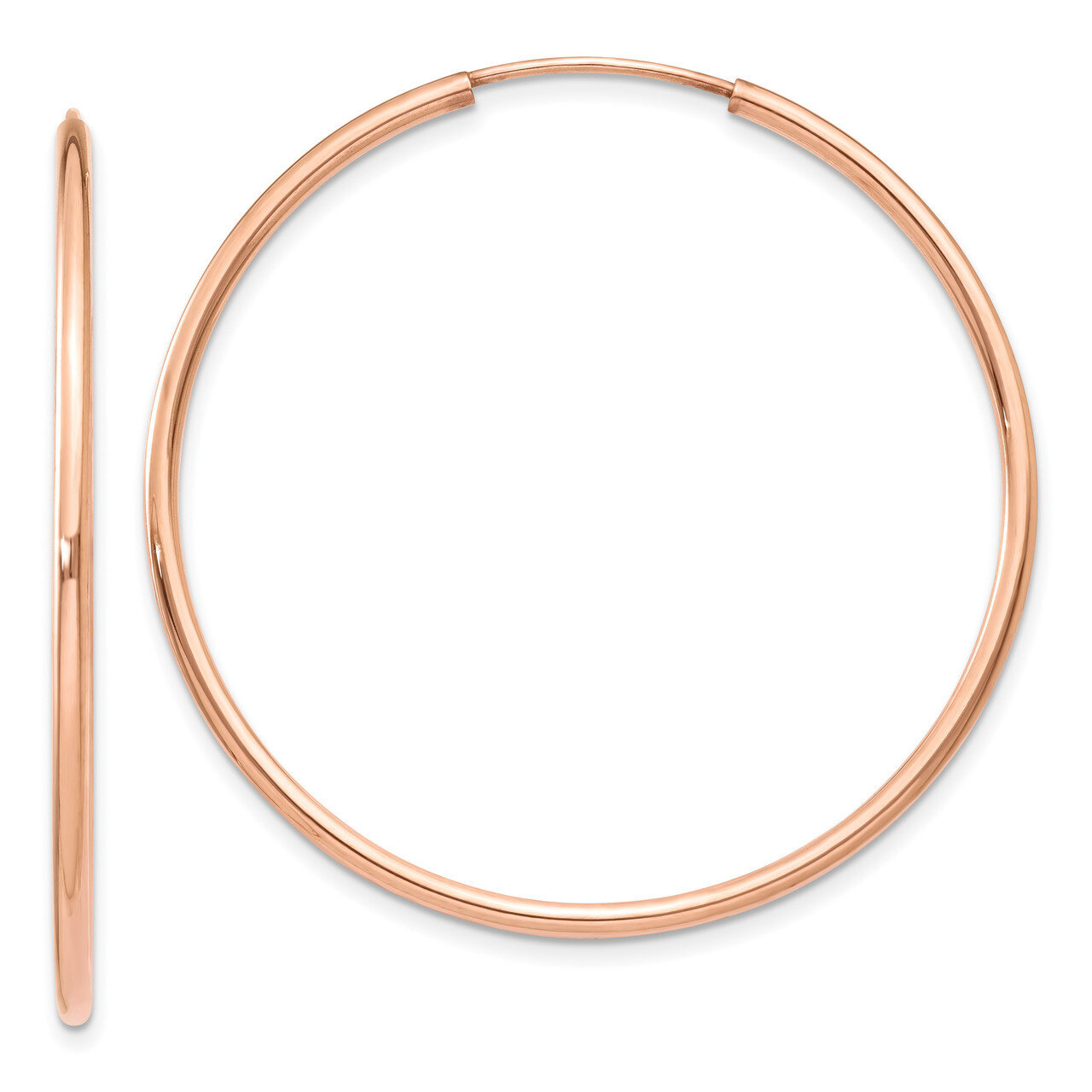 Polished Endless Tube Hoop Earrings 14k Rose Gold TF787, MPN: TF787, 191101367106