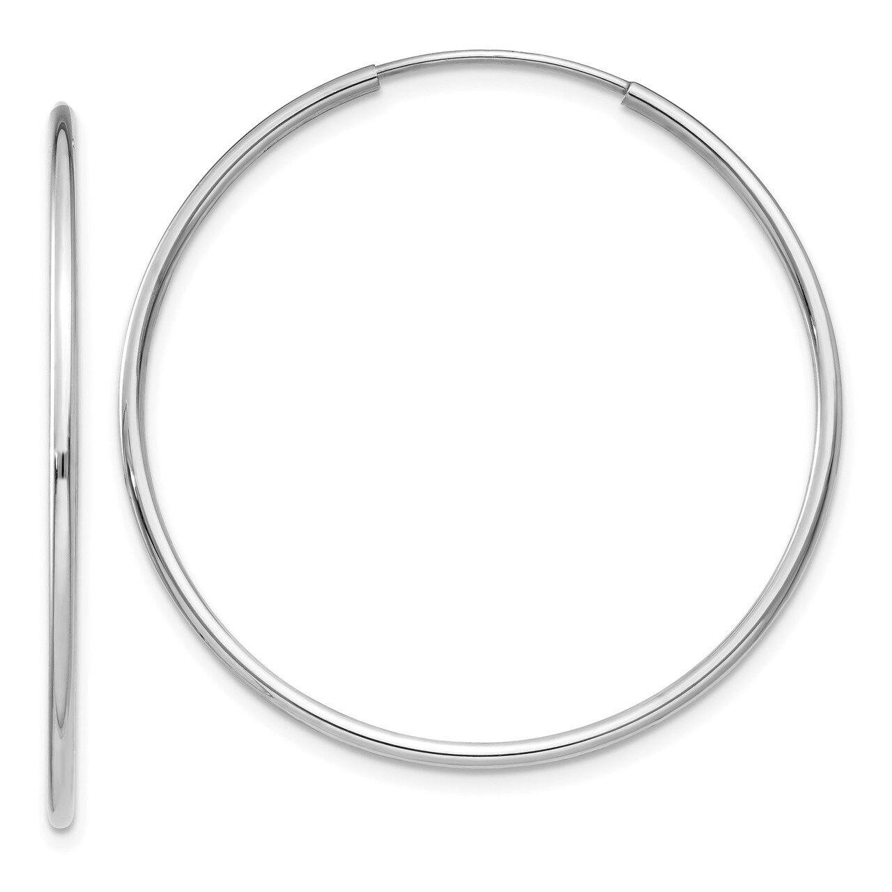 Polished Endless Tube Hoop Earrings 14k white Gold TF795, MPN: TF795, 191101369186
