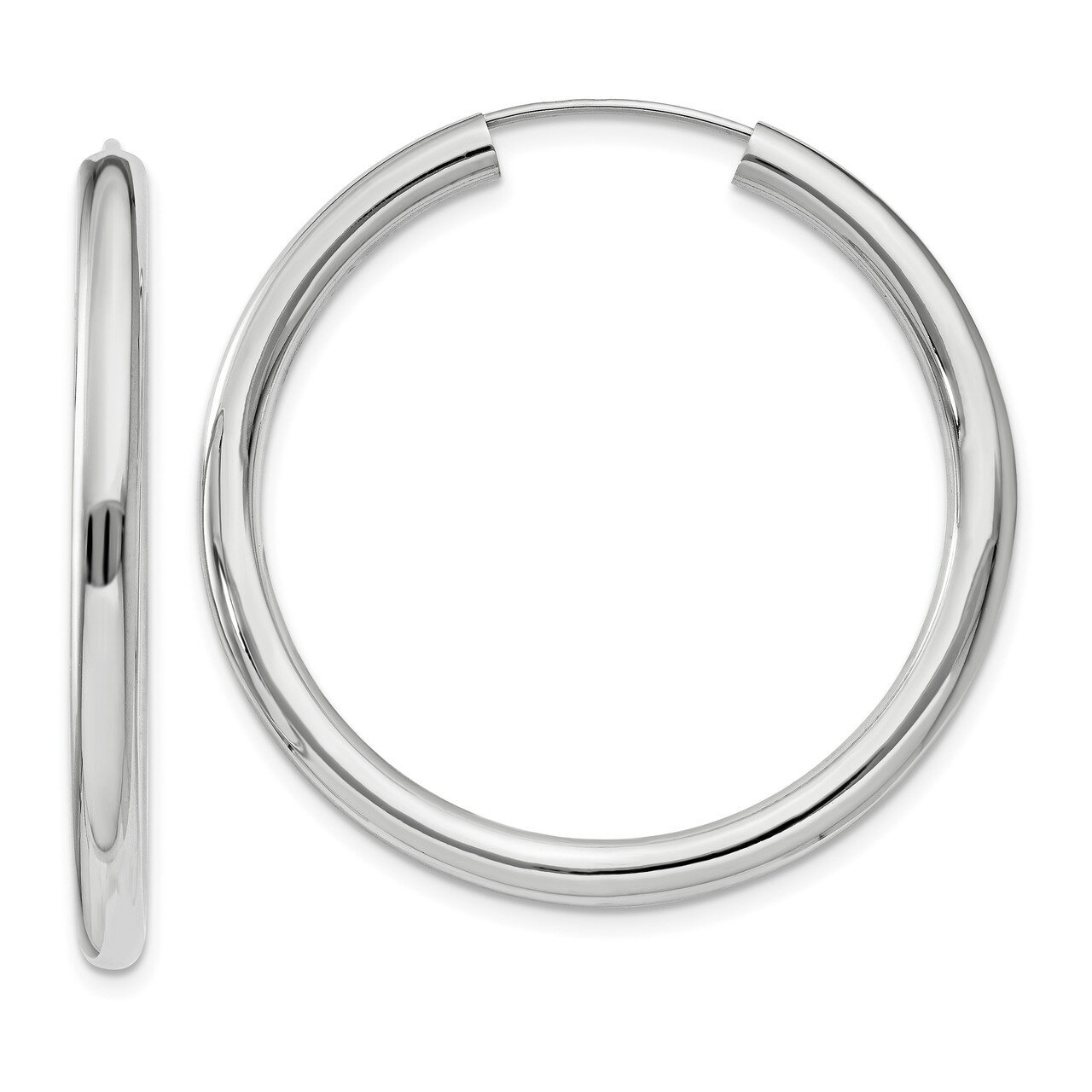 Polished Endless Tube Hoop Earrings 14k white Gold TF804, MPN: TF804, 191101458781