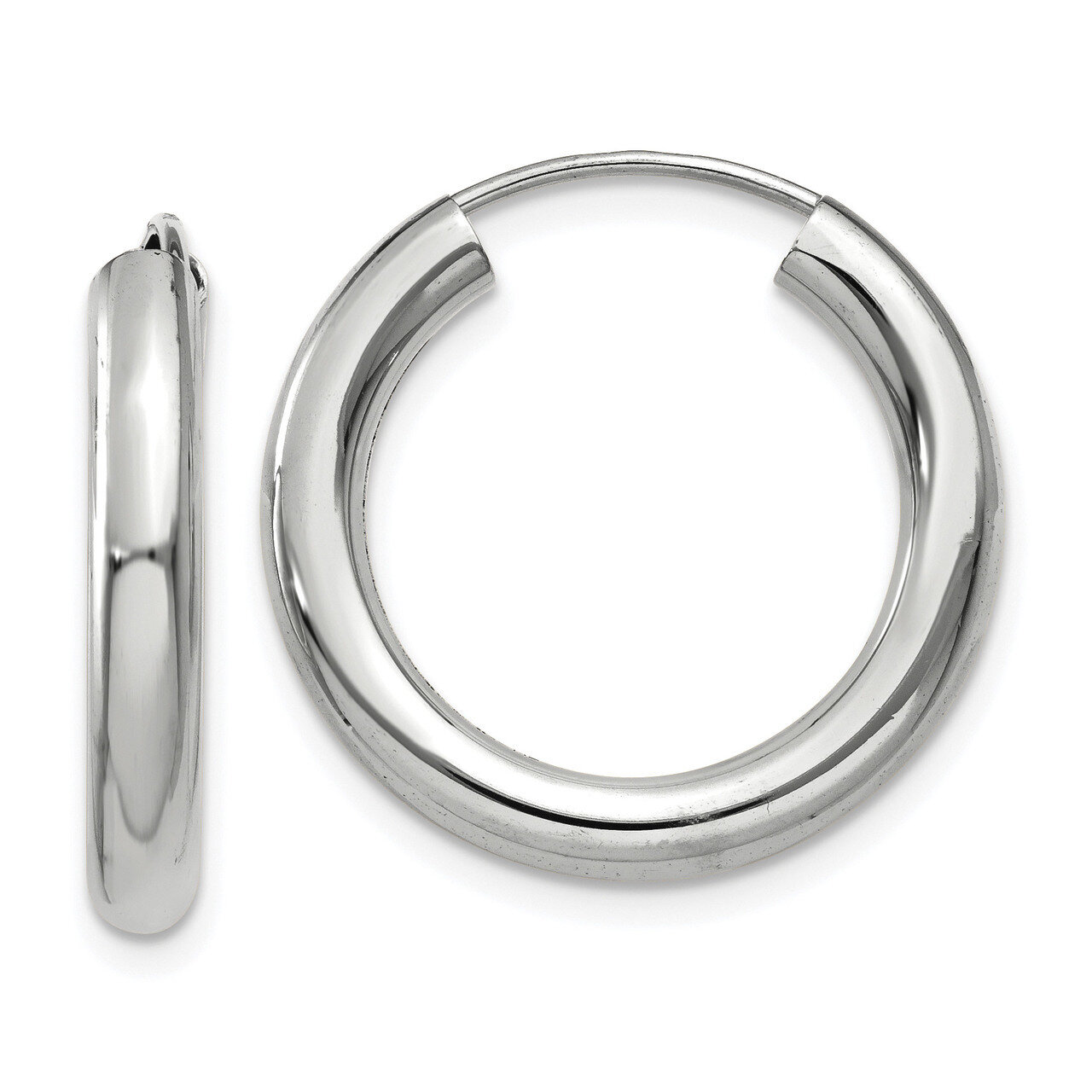 Polished Endless Tube Hoop Earrings 14k white Gold TF806, MPN: TF806, 191101457692