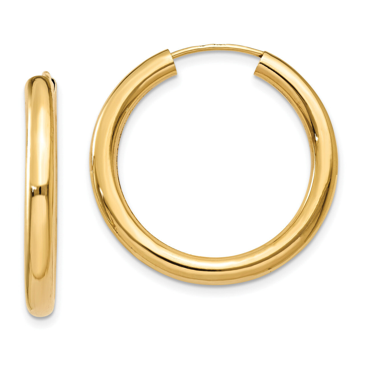 Endless Tube Hoop Earrings 14k Gold Polished TF808