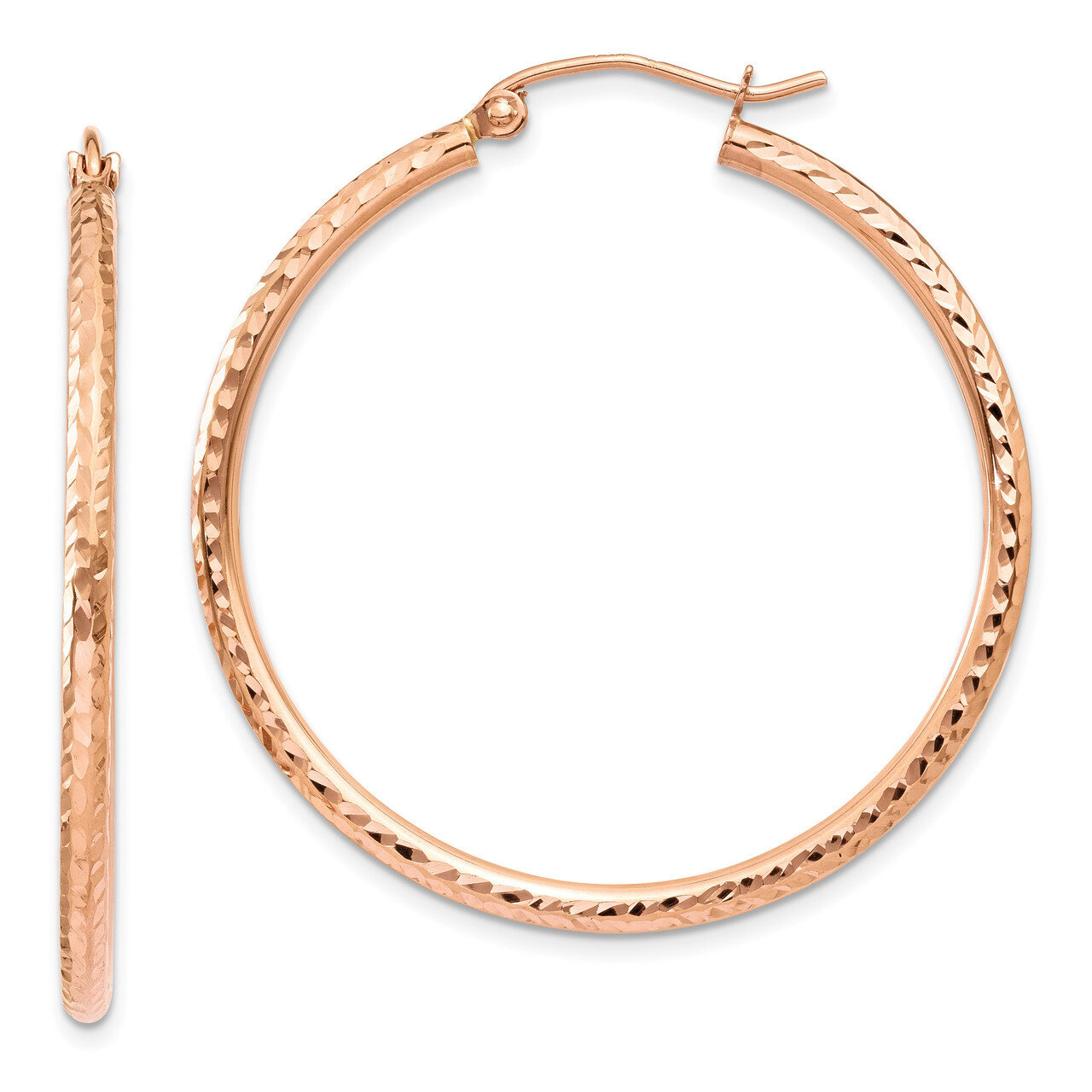 Polished Light Weight Large Diamond -cut Tube Hoop Earrings 14k Rose Gold TF820, MPN: TF820, 886774…