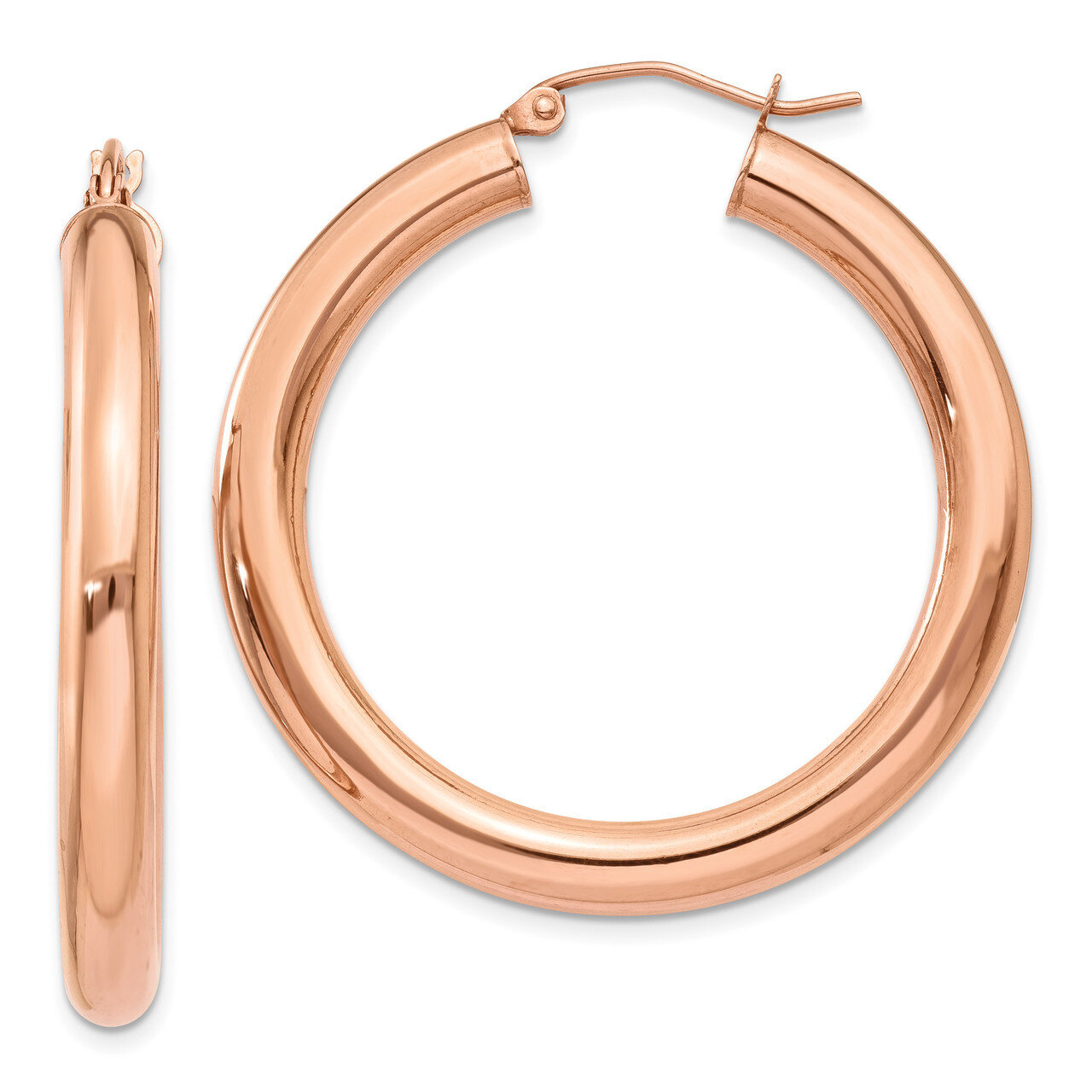 Polished Tube Hoop Earrings 14k Rose Gold TF827, MPN: TF827, 191101453755