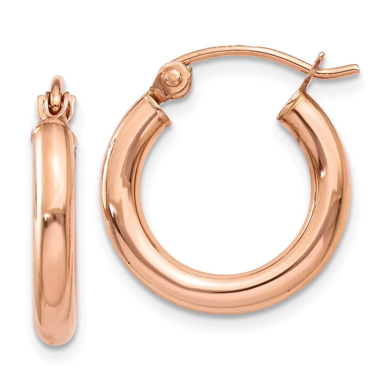 Polished Light Weight Small Tube Hoop Earrings 14k Rose Gold TF829, MPN: TF829, 191101369216