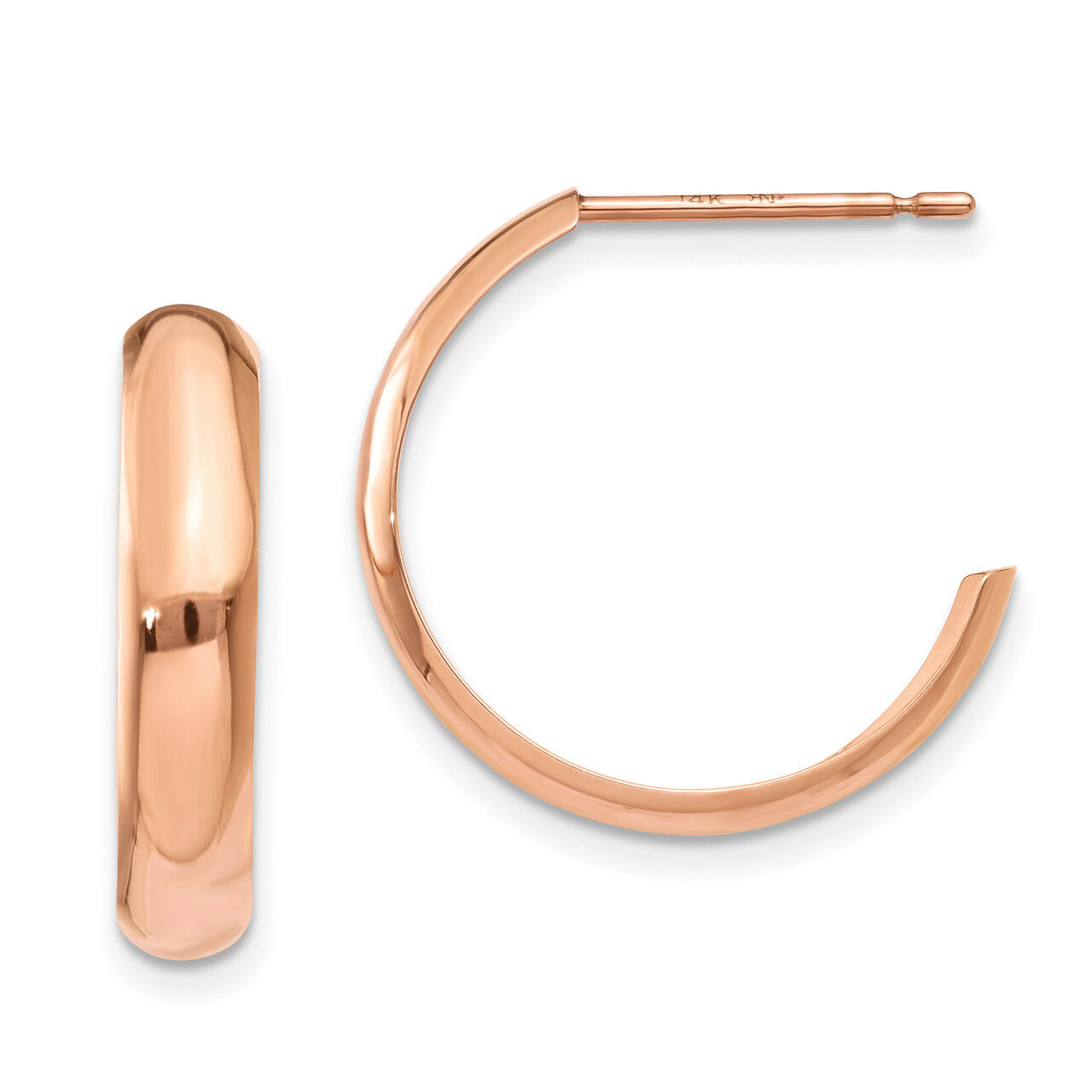 Polished Bangle Hoop Earrings 14k Rose Gold TF969, MPN: TF969, 886774732268