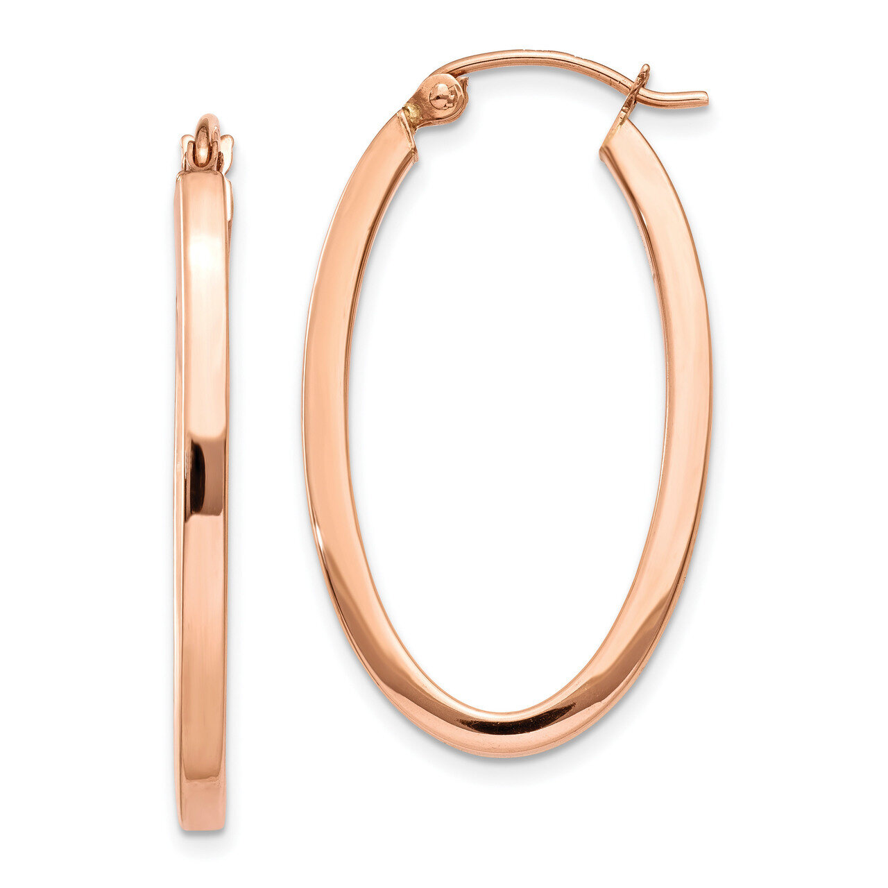Polished Oval Tube Hoop Earrings 14k Rose Gold TF971, MPN: TF971, 886774732299