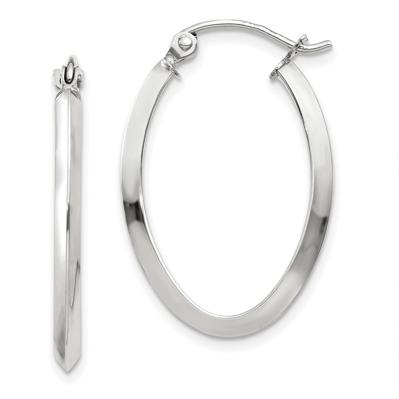 Polished Oval Tube Hoop Earrings 14k white Gold TF972, MPN: TF972, 886774732350