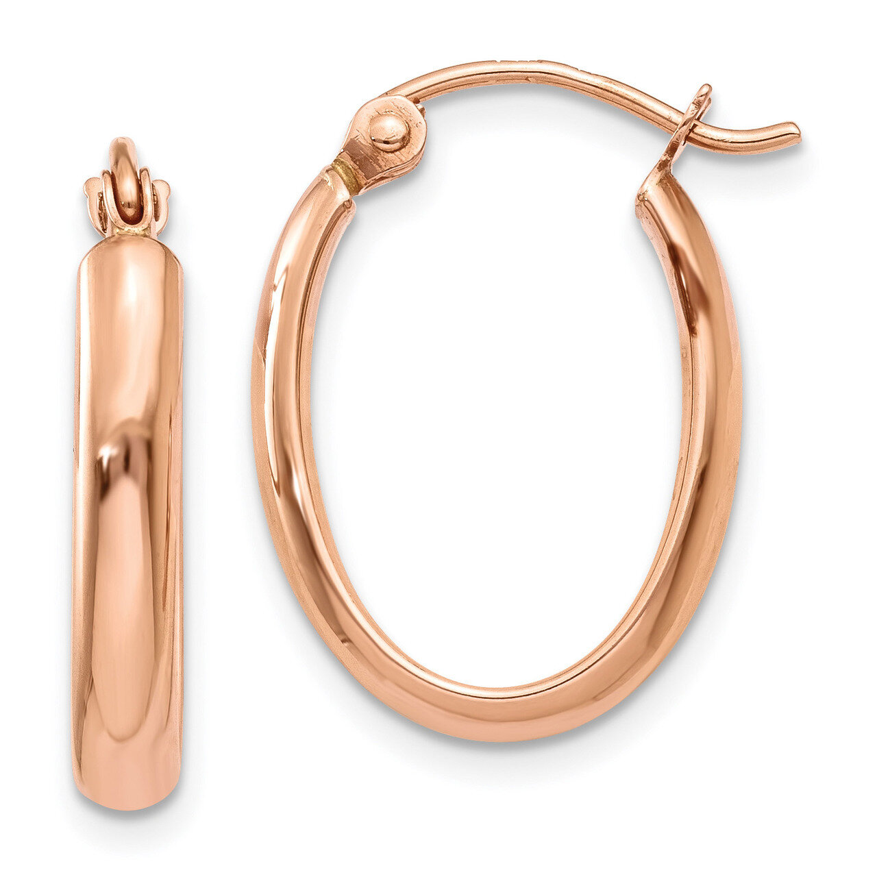Polished Half-Round Oval Hoop Earrings 14k Rose Gold TF976
