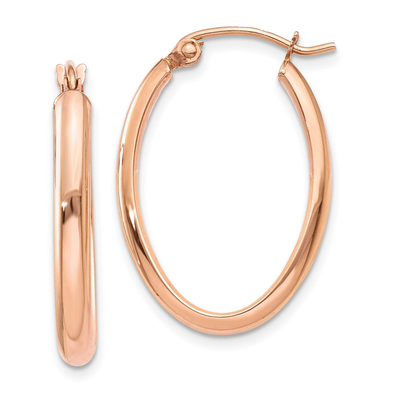 Polished Half-Round Oval Hoop Earrings 14k Rose Gold TF977, MPN: TF977, 886774732305