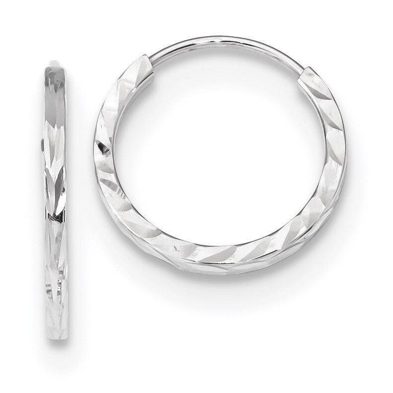 Diamond -cut Square Tube Endless Hoop Earrings 14k white Gold TF993W, MPN: TF993W, 191101057847