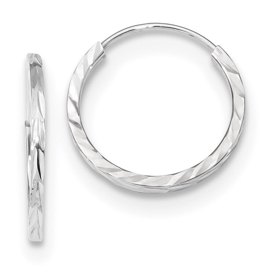 Diamond -cut Square Tube Endless Hoop Earrings 14k white Gold TF994W, MPN: TF994W, 191101143250