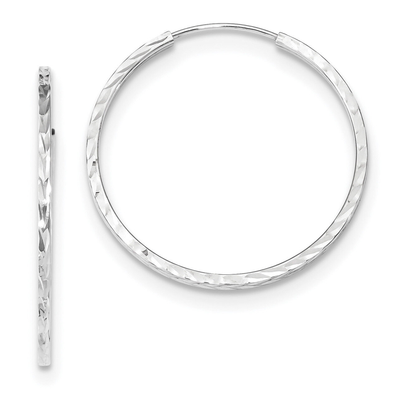 Diamond -cut Square Tube Endless Hoop Earrings 14k white Gold TF997W, MPN: TF997W, 191101056932