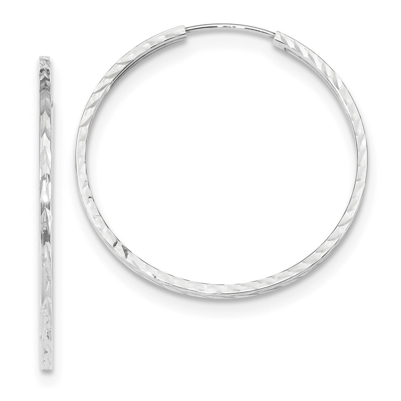 Diamond -cut Square Tube Endless Hoop Earrings 14k white Gold TF998W, MPN: TF998W, 191101058288