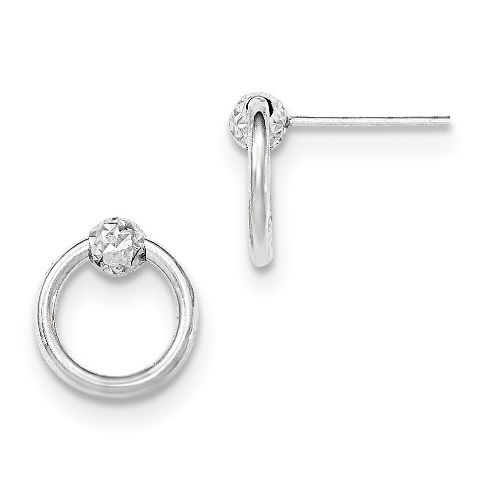 Diamond Cut Circle Drop Post Earrings 14k white Gold TH852, MPN: TH852, 191101364150