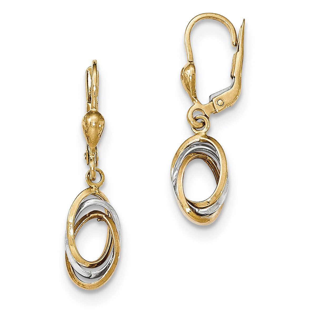 Polished Dangle Leverback Earrings 14k Tri-Color Gold TH860, MPN: TH860, 868044143479