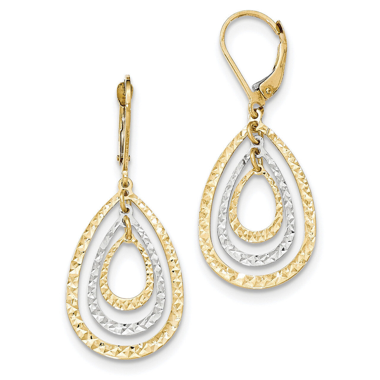 Diamond Cut Leverback Earrings 14k Two-Tone Gold TH882, MPN: TH882, 886774369426