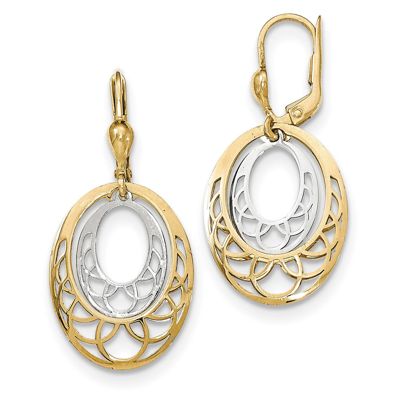 Polished Leverback Earrings 14k Two-Tone Gold TH922, MPN: TH922, 868044139328