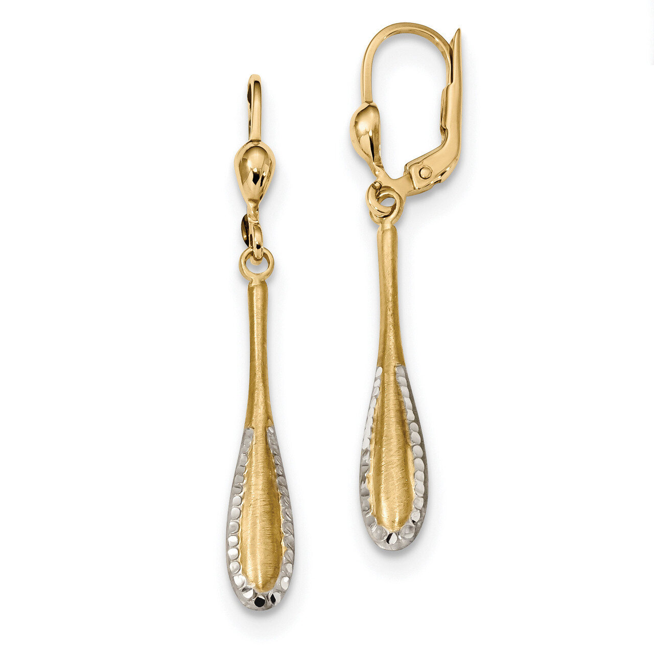 Diamond -cut Satin Drop Leverback Earrings 14k Gold TH949, MPN: TH949, 191101145315