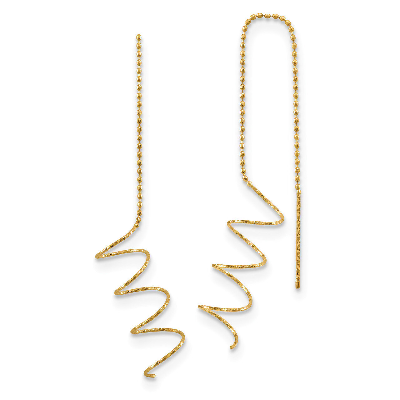 Diamond -cut Spiral Threader Earrings 14k Gold Polished TH951