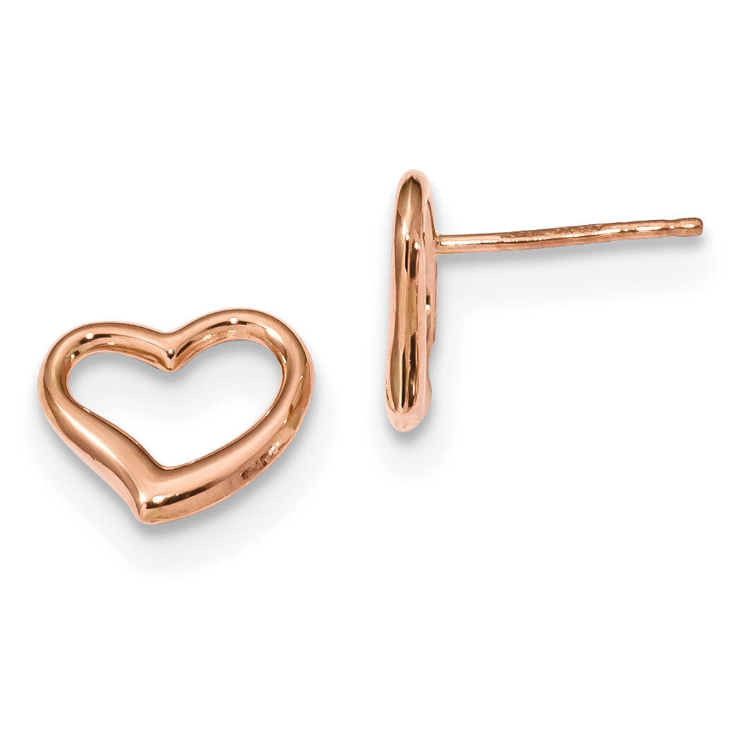 Polished Heart Post Earrings 14k Rose Gold TH969