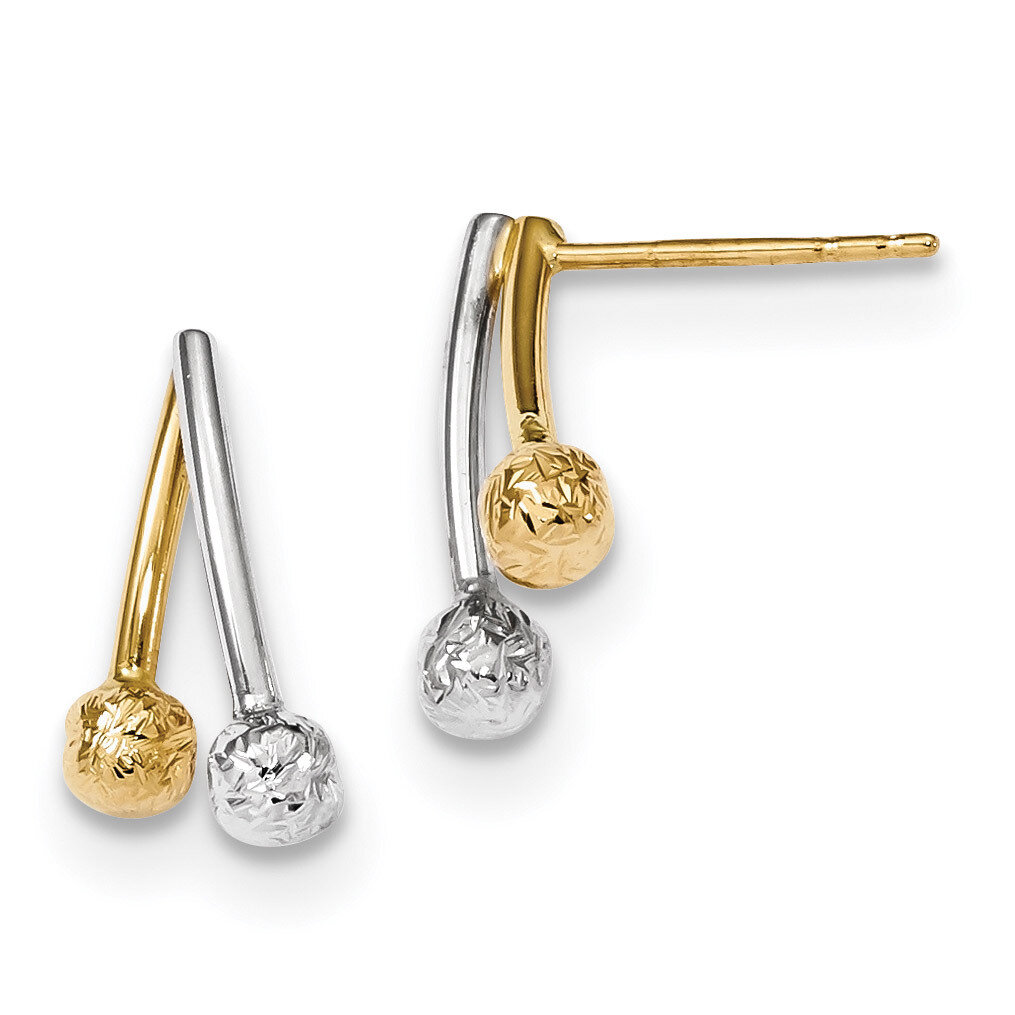 Polished and Textured Post Earrings 14k Two-Tone Gold TL1005, MPN: TL1005, 191101146992