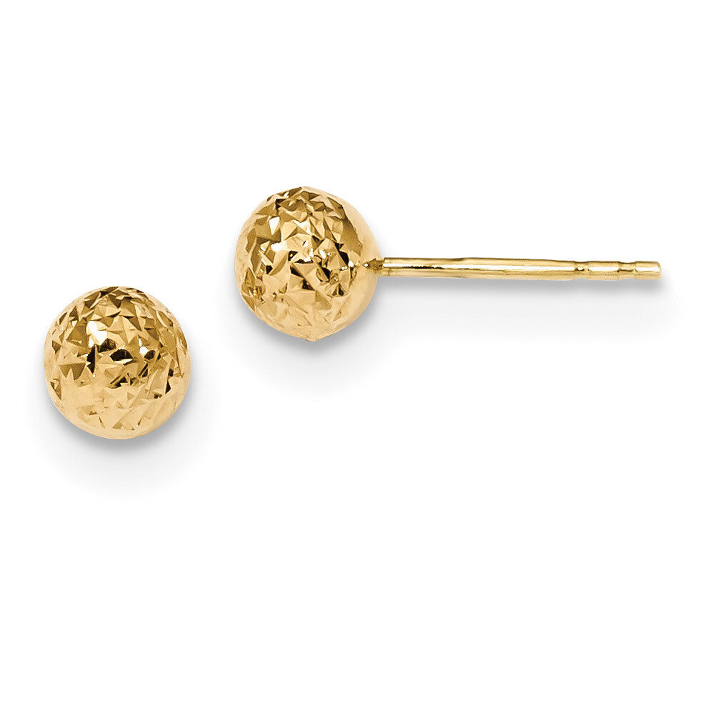 6mm Diamond -Cut Ball Post Earrings 14k Gold TL1027