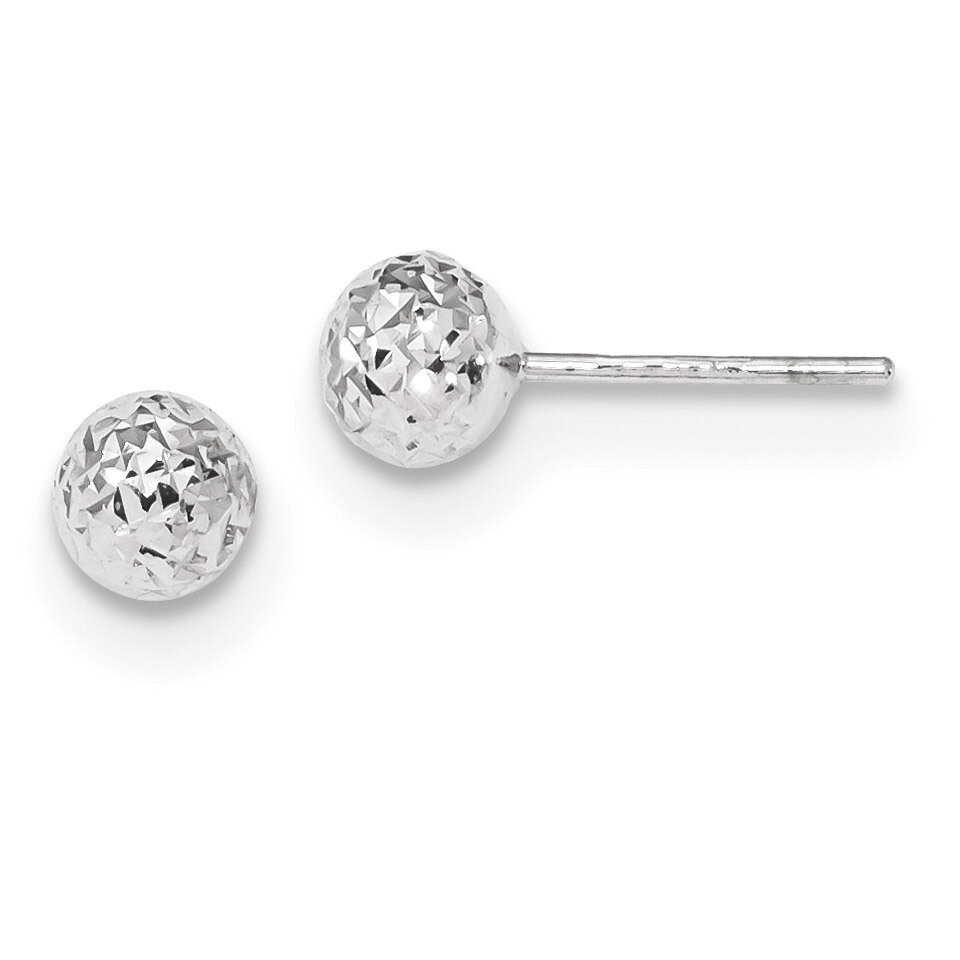 Diamond -cut 6mm Ball Post Earrings 14k white Gold TL1027W, MPN: TL1027W, 191101143908