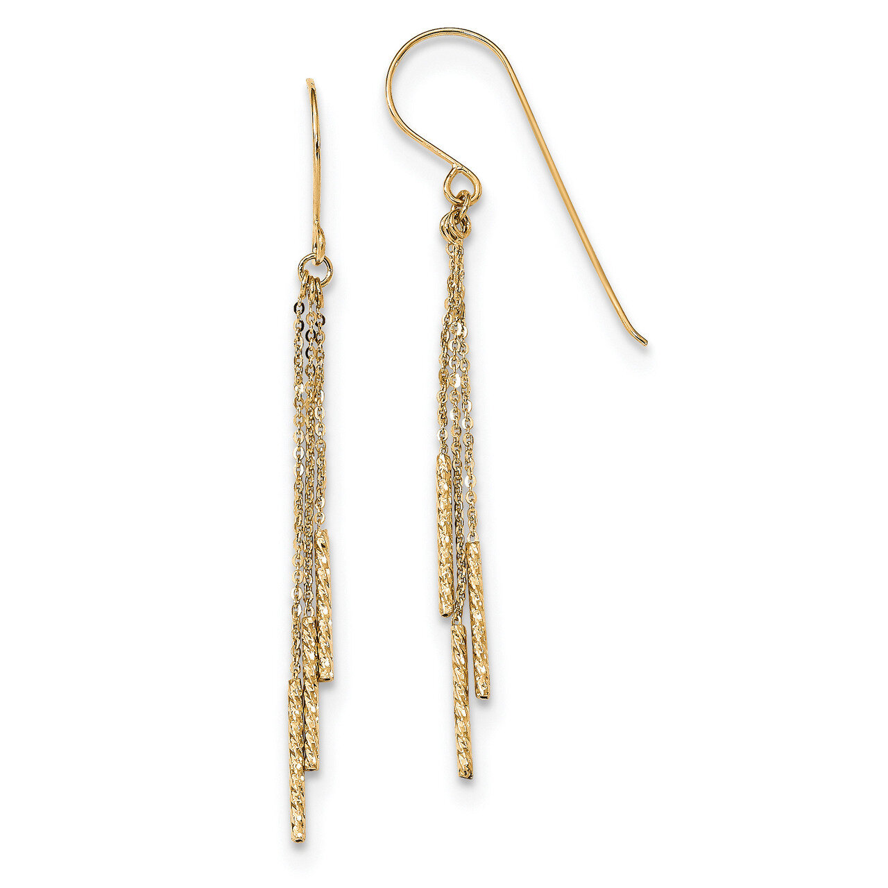 Diamond -cut Tassle with Bars Shepherd Hook Earrings 14k Gold Polished TL1041, MPN: TL1041, 1911010…