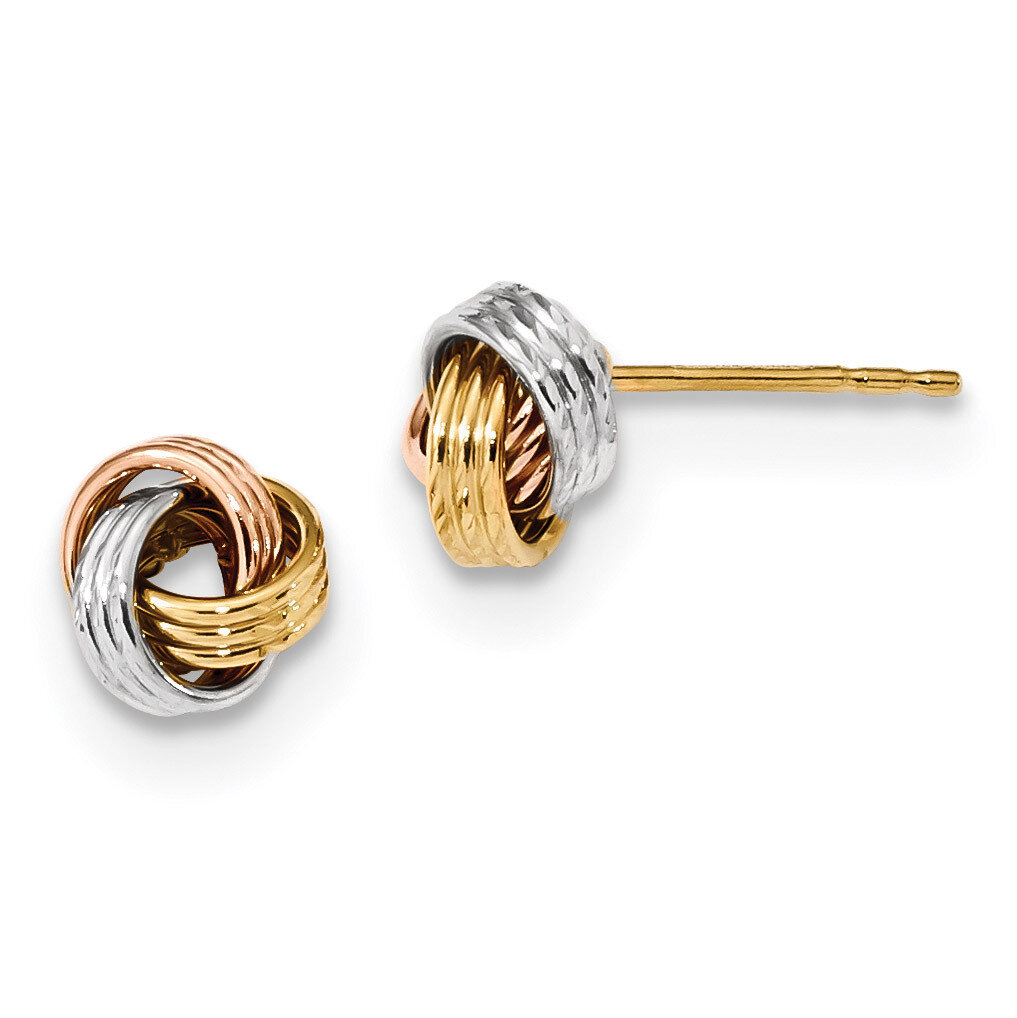 Polished Love Knot Post Earrings 14k Tri-Color Gold TL1053