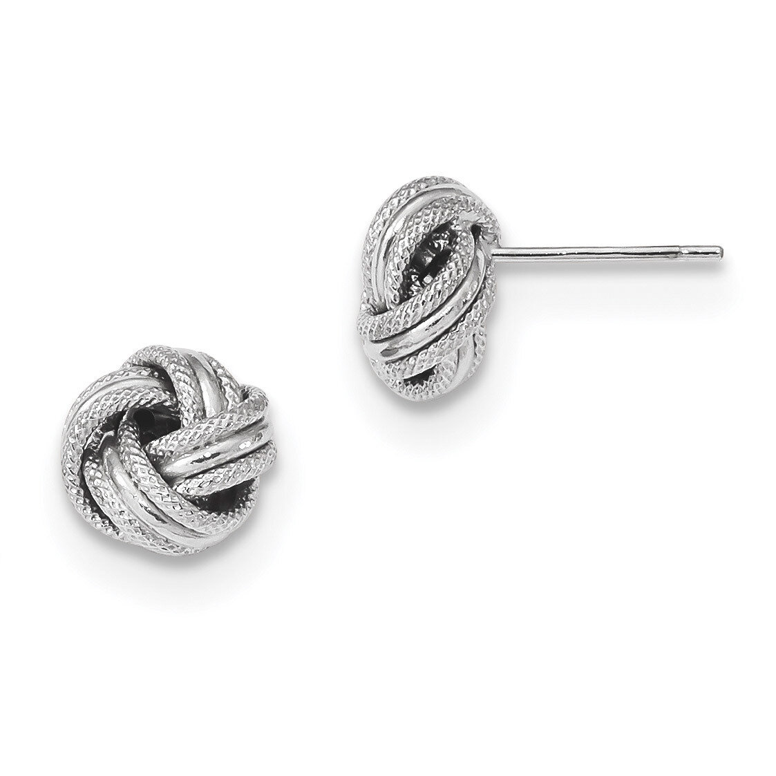 Polished Textured Triple Love Knot Post Earrings 14k white Gold TL1058W