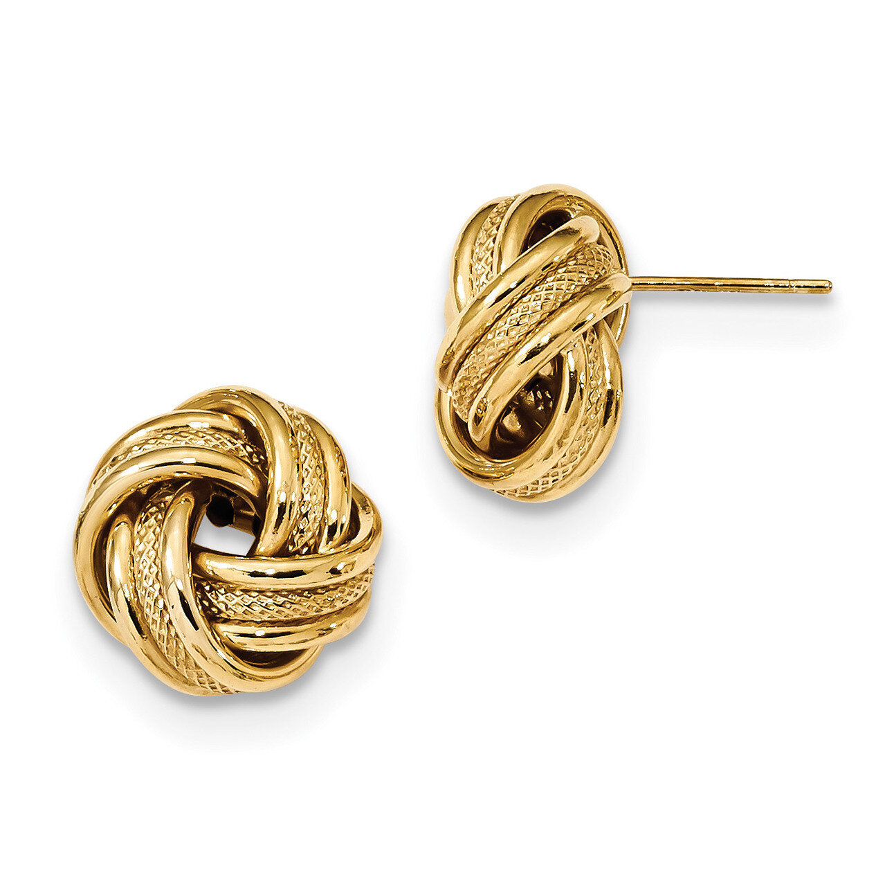 Textured Triple Love Knot Post Earrings 14k Gold Polished TL1059, MPN: TL1059, 191101058189