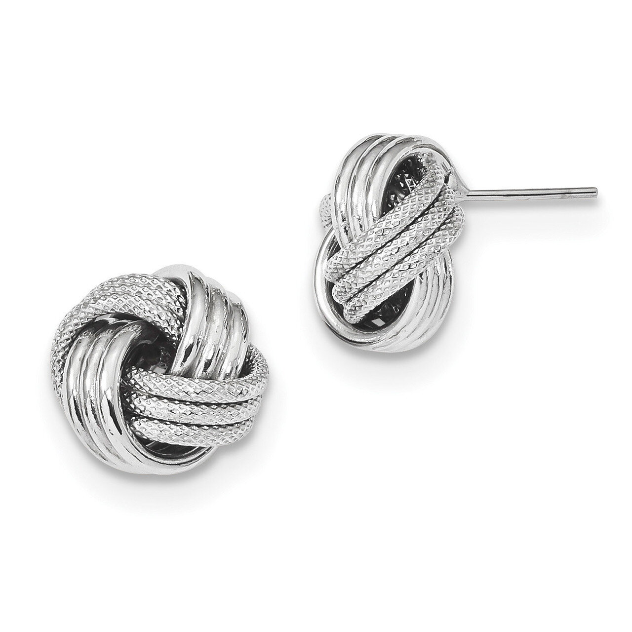 Polished Textured Love Knot Post Earrings 14k white Gold TL1062W, MPN: TL1062W, 191101056833