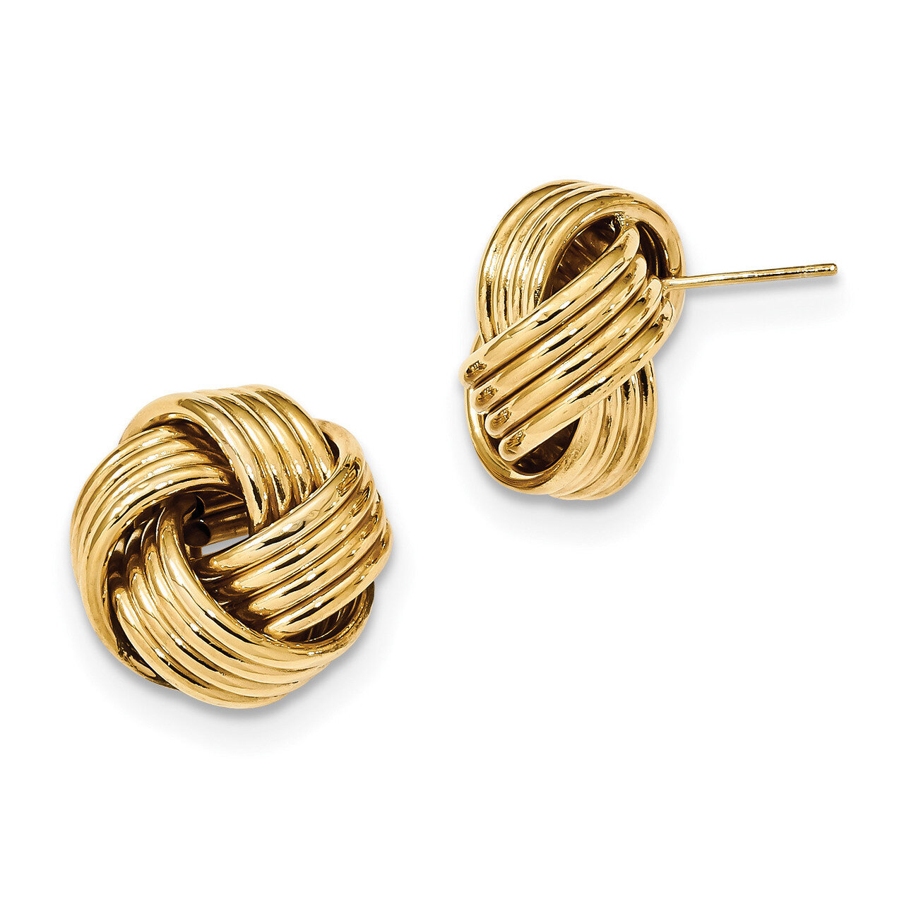 Textured Love Knot Post Earrings 14k Gold Polished TL1065
